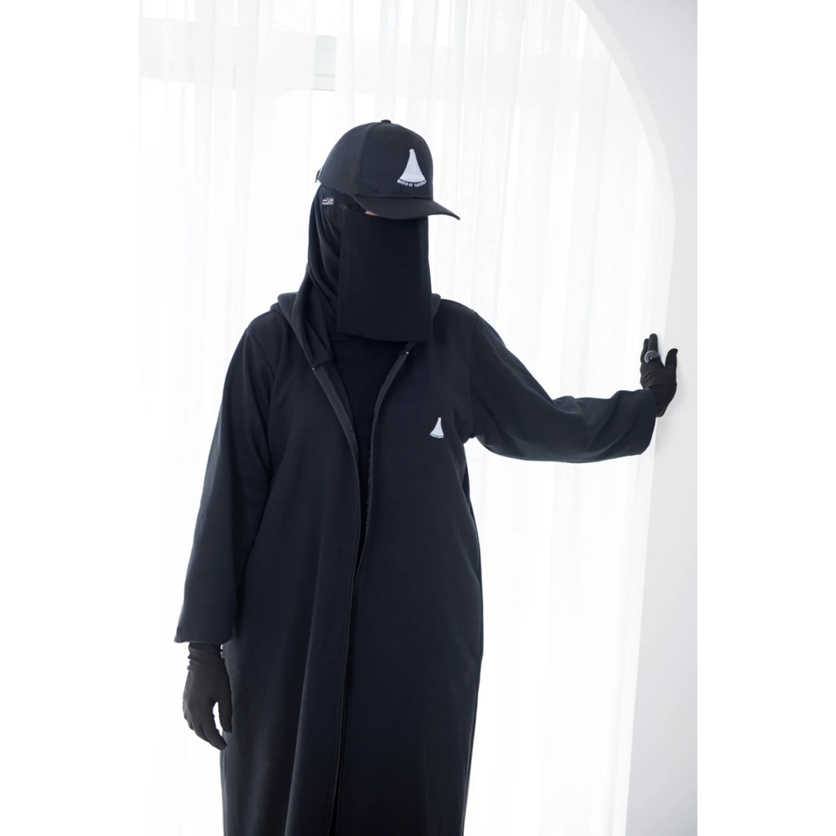 Fleece Hoodie Abaya-Black