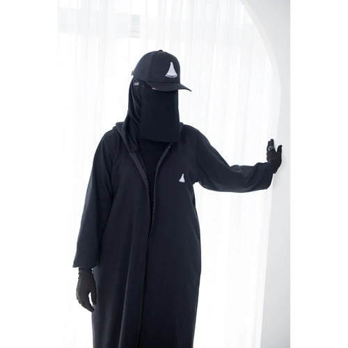 Fleece Hoodie Abaya-Black