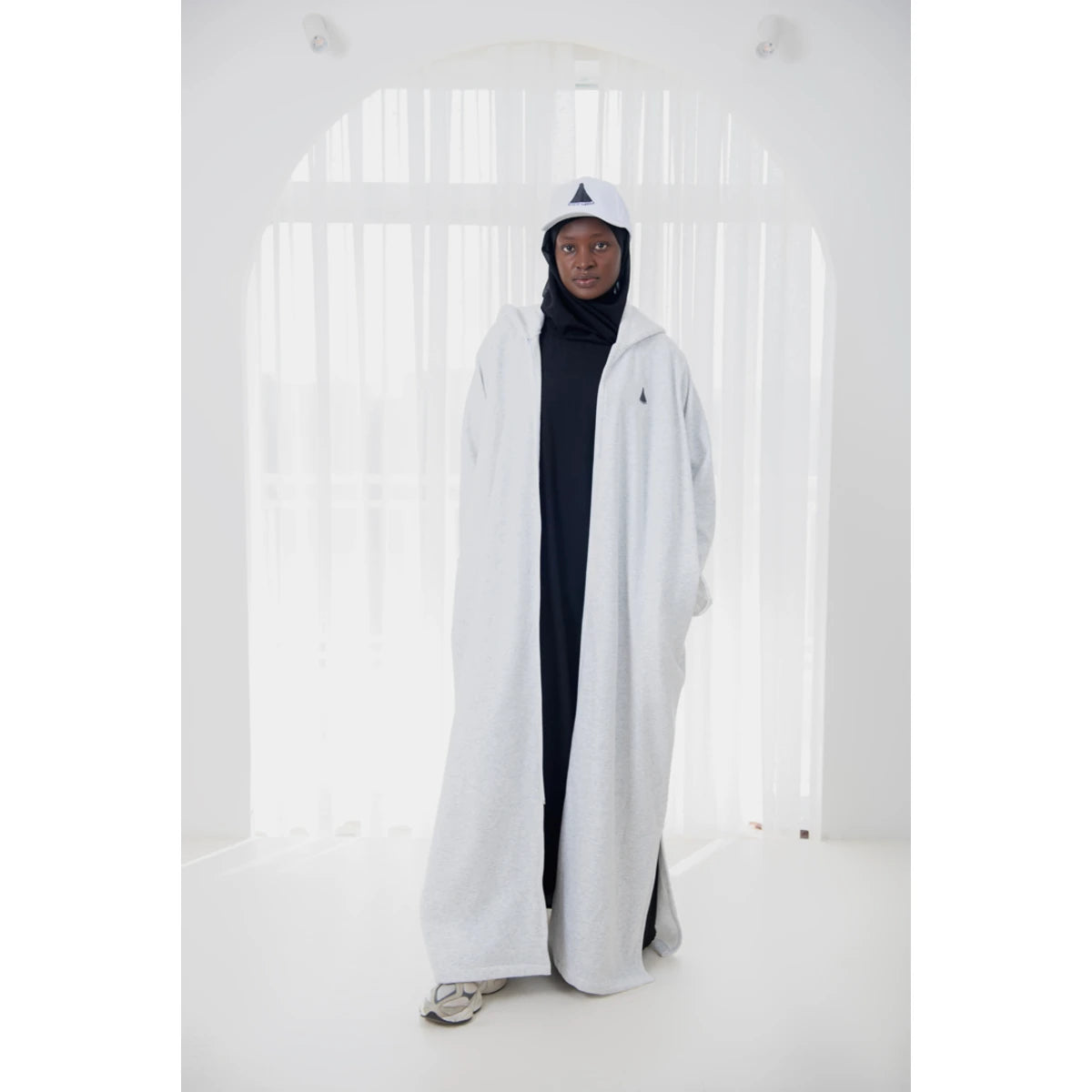 Fleece Hoodie Abaya-Heather Gray
