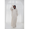 Fleece Hoodie Abaya-Warm Oatmeal