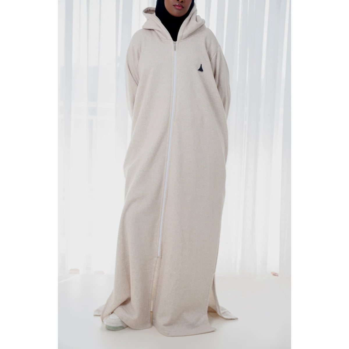 Fleece Hoodie Abaya-Warm Oatmeal